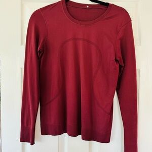 Lululemon Athletica Red Fitted Long Sleeve Top